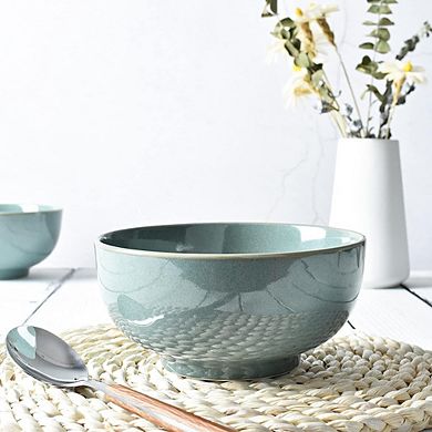 Ceramic Soup & Cereal Bowls Set, 24oz, Microwave & Dishwasher Safe, Sage Green