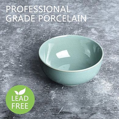 Ceramic Soup & Cereal Bowls Set, 24oz, Microwave & Dishwasher Safe, Sage Green
