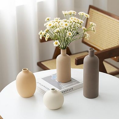 Ceramic Vase Set of 4 Decorative Vases for Shelf Decor, Durable