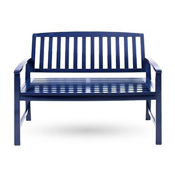 49 in Outdoor Garden Bench, Acacia Wood Patio Park Bench with Backrest & Armrest for Porch Lawn Yard