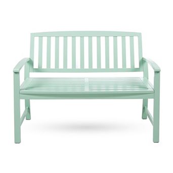49 in Outdoor Garden Bench, Acacia Wood Patio Park Bench with Backrest & Armrest for Porch Lawn Yard