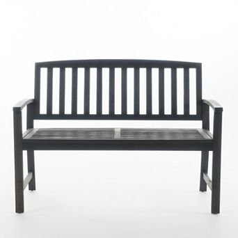 49 in Outdoor Garden Bench, Acacia Wood Patio Park Bench with Backrest & Armrest for Porch Lawn Yard