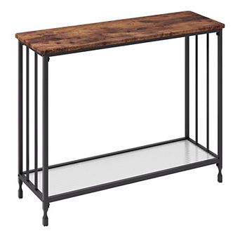 Slim Glass Console Table for Living Room 2 tier Narrow Entryway Sofa Table, Sturdy Metal Frame