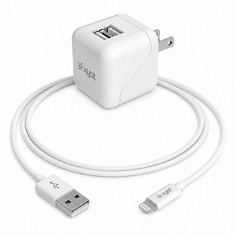 Xyst 2.4-Amp Dual USB Wall Charger With 4Ft Lightning Cable