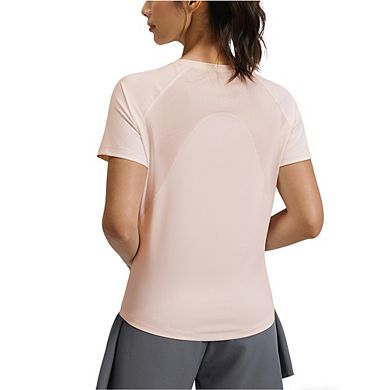 Women's Athletic Workout T-Shirt Short Sleeve Mesh Panel Quick-Dry Performance Top