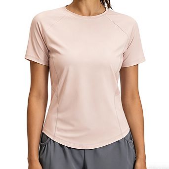 Women's Athletic Workout T-Shirt Short Sleeve Mesh Panel Quick-Dry Performance Top