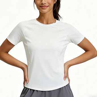 Women's Athletic Workout T-Shirt Short Sleeve Mesh Panel Quick-Dry Performance Top
