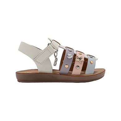 bebe Toddler Girls Strappy Sandals with Metal Charms