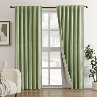 Chenille Blackout Curtains, Thermal Insulated Rod Pocket & Back Tab Panels