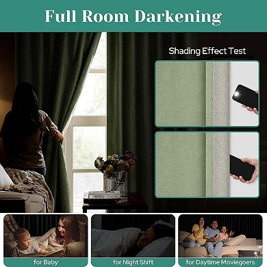 Chenille Blackout Curtains, Thermal Insulated Rod Pocket & Back Tab Panels