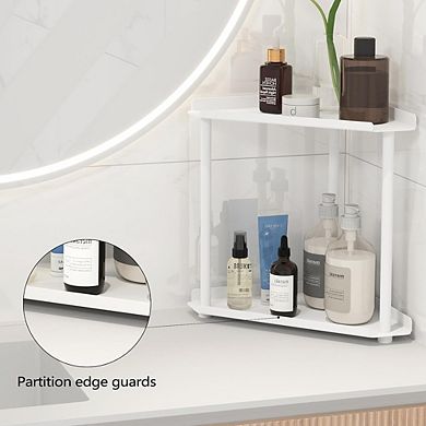 Corner Countertop Organizer Shelf, Bathroom & Kitchen Storage, Multi-Room Use