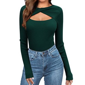 Zeagoo Sweaters for Women Knit Trendy Long Sleeve Lightweight Slim Fit Pullover Cutout Tops