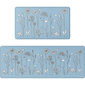 Colorful Floral Kitchen Mat Set, Non Slip, Waterproof Anti Fatigue