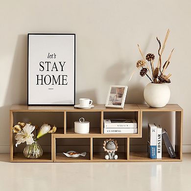 Heybly 2 Piece Modular Bookshelf Media Console Bookcase with Open Storage Shelves