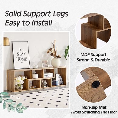 Heybly 2 Piece Modular Bookshelf Media Console Bookcase with Open Storage Shelves