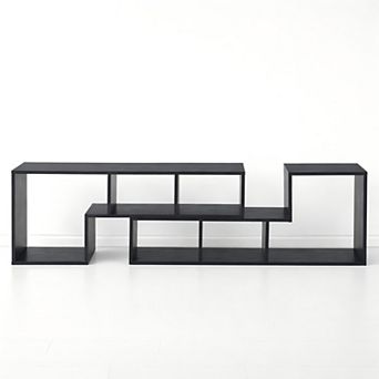 Heybly 2 pc Modular Bookshelf Media Console Bookcase with Open Storage Shelves