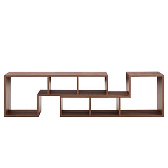 Heybly 2 pc Modular Bookshelf Media Console Bookcase with Open Storage Shelves