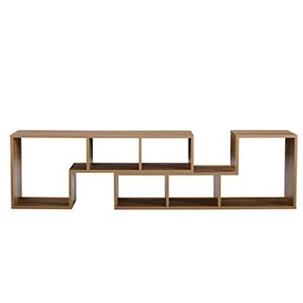 Heybly 2 pc Modular Bookshelf Media Console Bookcase with Open Storage Shelves
