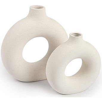 Ceramic Vase Set of 2, Modern Boho Decorative Vases for Home