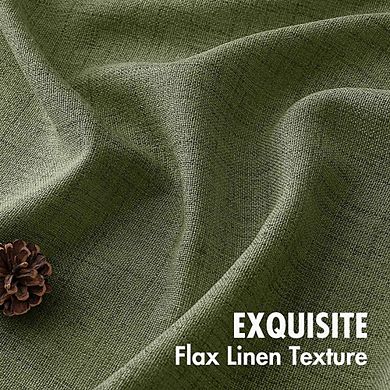 Faux Linen Curtains, Light Filtering Semi Sheer Back Tab Panels