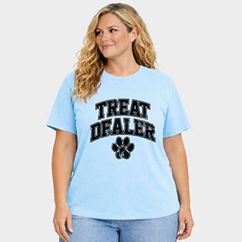 Treat Dealer Paw - Women's Plus Sized Garment Dyed Graphic T-Shirt