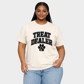 Treat Dealer Paw - Women's Plus Sized Garment Dyed Graphic T-Shirt