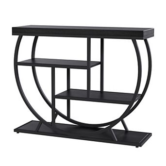 Modern 3 tier Console Table for Living Room Narrow Entryway Sofa Table with Metal Frame
