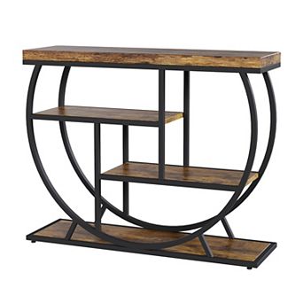 Modern 3 tier Console Table for Living Room Narrow Entryway Sofa Table with Metal Frame