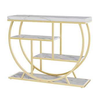 Modern 3 tier Console Table for Living Room Narrow Entryway Sofa Table with Metal Frame