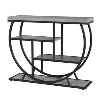 Modern 3 tier Console Table for Living Room Narrow Entryway Sofa Table with Metal Frame