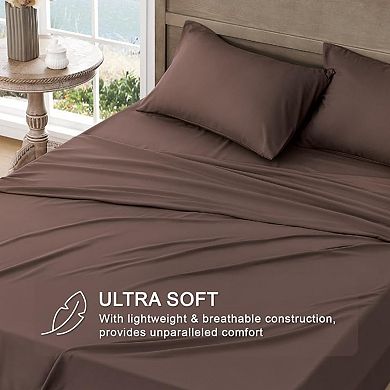 King Sheet Set, Ultra Soft Sheets, Brushed Microfiber,Deep Pockets, Easy Care -4 Pieces