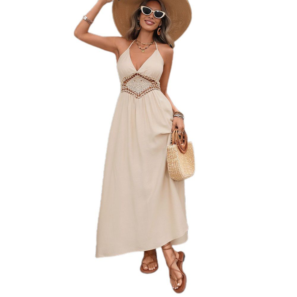 Женские платья Boho Halter Maxi Dress Backless Bow Tie Vacation Dress for Beach Resort
