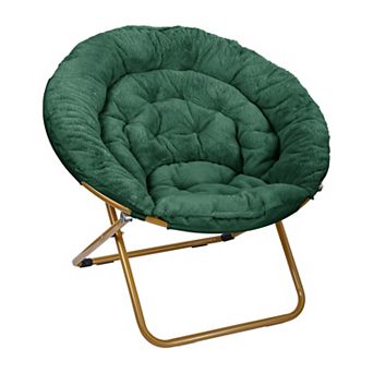 Flash Furniture Folding XL Faux Fur Saucer Chair for Dorm or Bedroom