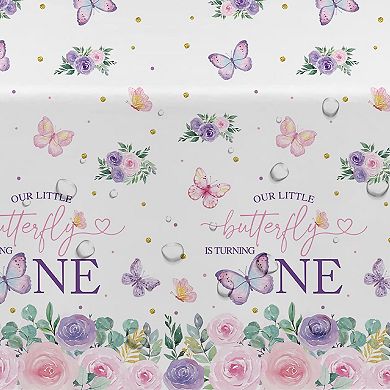 Butterfly First Birthday Tablecloths, disposable party table cover, 3-pack