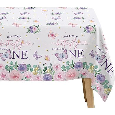 Butterfly First Birthday Tablecloths, disposable party table cover, 3-pack