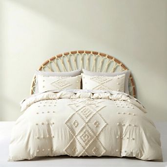 Tufted Duvet Cover Queen Size, Soft and Lightweight Duvet Covers Set for All Seasons, 3 pc
