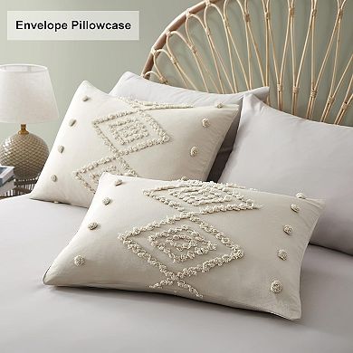 Tufted Duvet Cover Queen Size, Soft and Lightweight Duvet Covers Set for All Seasons, 3 Pieces