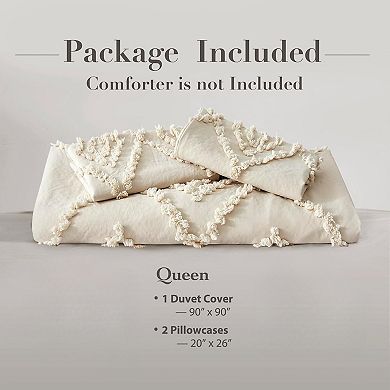 Tufted Duvet Cover Queen Size, Soft and Lightweight Duvet Covers Set for All Seasons, 3 Pieces
