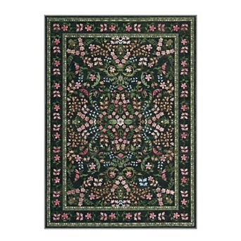 Washable Area Rug, Boho Floral Soft Rugs for Living Room, for Bedroom, Dining Room, Nursery, Hallway
