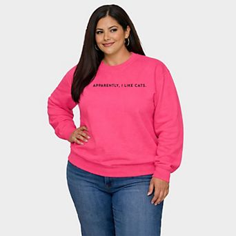 Apparently, I Like Cats - Women's Plus Sized Graphic Sweatshirt