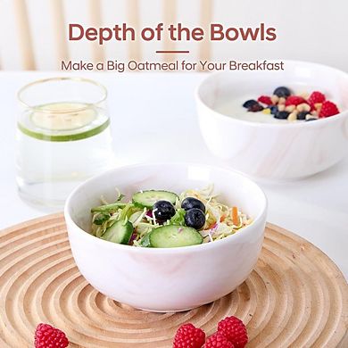 Porcelain Cereal Bowls Set, 22oz, Round, Dishwasher & Microwave Safe