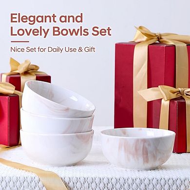 Porcelain Cereal Bowls Set, 22oz, Round, Dishwasher & Microwave Safe