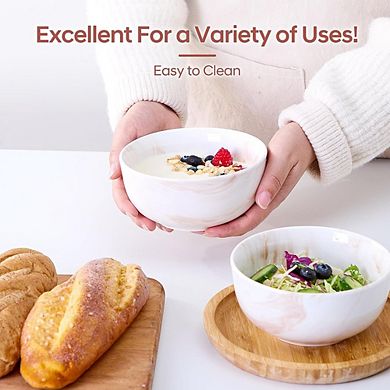 Porcelain Cereal Bowls Set, 22oz, Round, Dishwasher & Microwave Safe