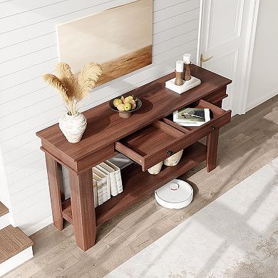 Wood Console Table 2 Drawers Entryway Table for Living Room, Entry, or Foyer Sofa Table