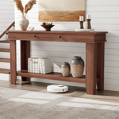Wood Console Table 2 Drawers Entryway Table for Living Room, Entry, or Foyer Sofa Table