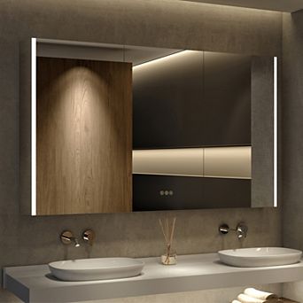 3-Mode Dimmable Smart Medicine Cabinet, Recessed or Surface Mount, Built-in Mirror