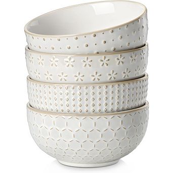 Cereal & Soup Bowls Set of 4 Ceramic Stoneware, Microwave & Dishwasher Safe
