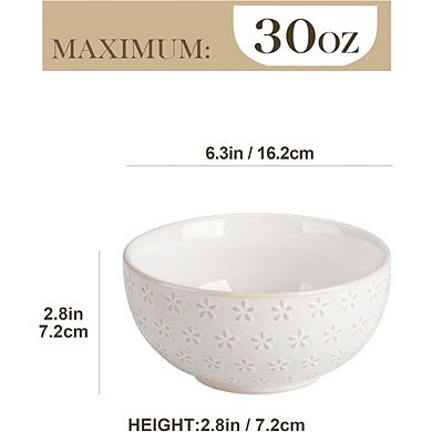 Cereal & Soup Bowls Set of 4 Ceramic Stoneware, Microwave & Dishwasher Safe