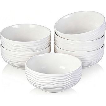 Cereal & Soup Bowls Set of 6 Porcelain, Microwave & Dishwasher Safe