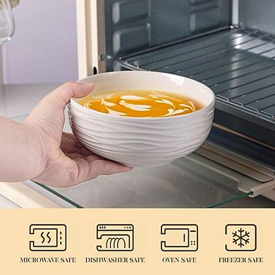 Cereal & Soup Bowls Set of 6 Porcelain, Microwave & Dishwasher Safe